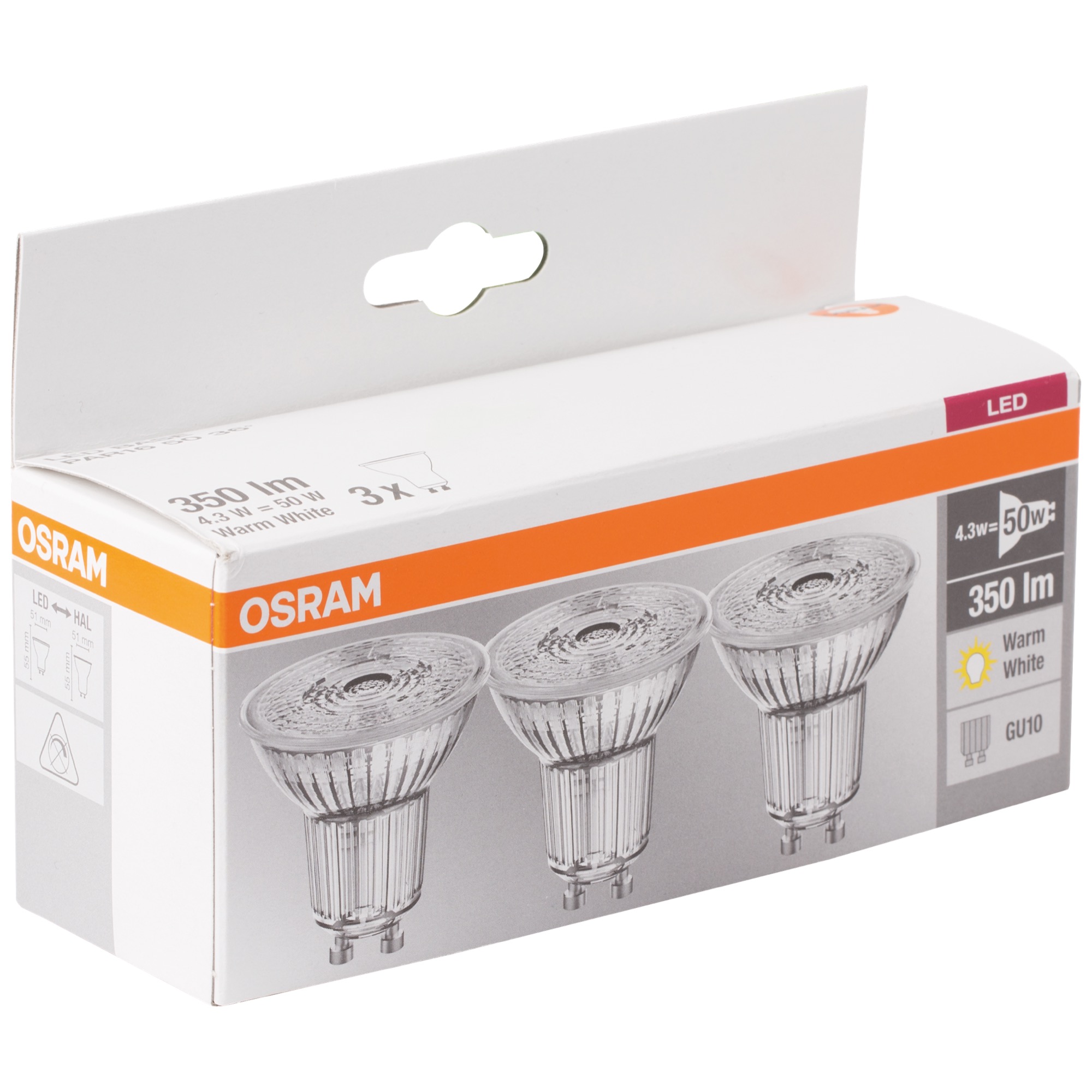 Osram LED Base Par16 4,3W/827 GU10 3ks