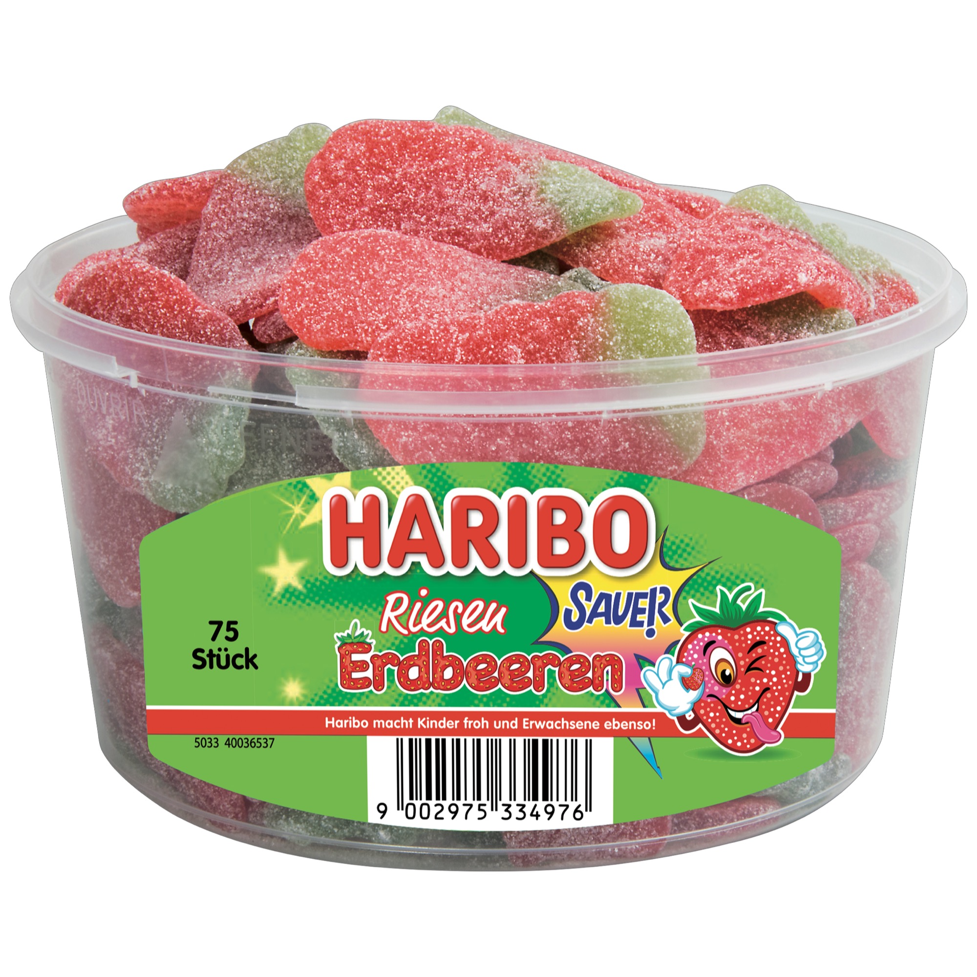 Haribo dóza 75ks kyslé veľké jahody