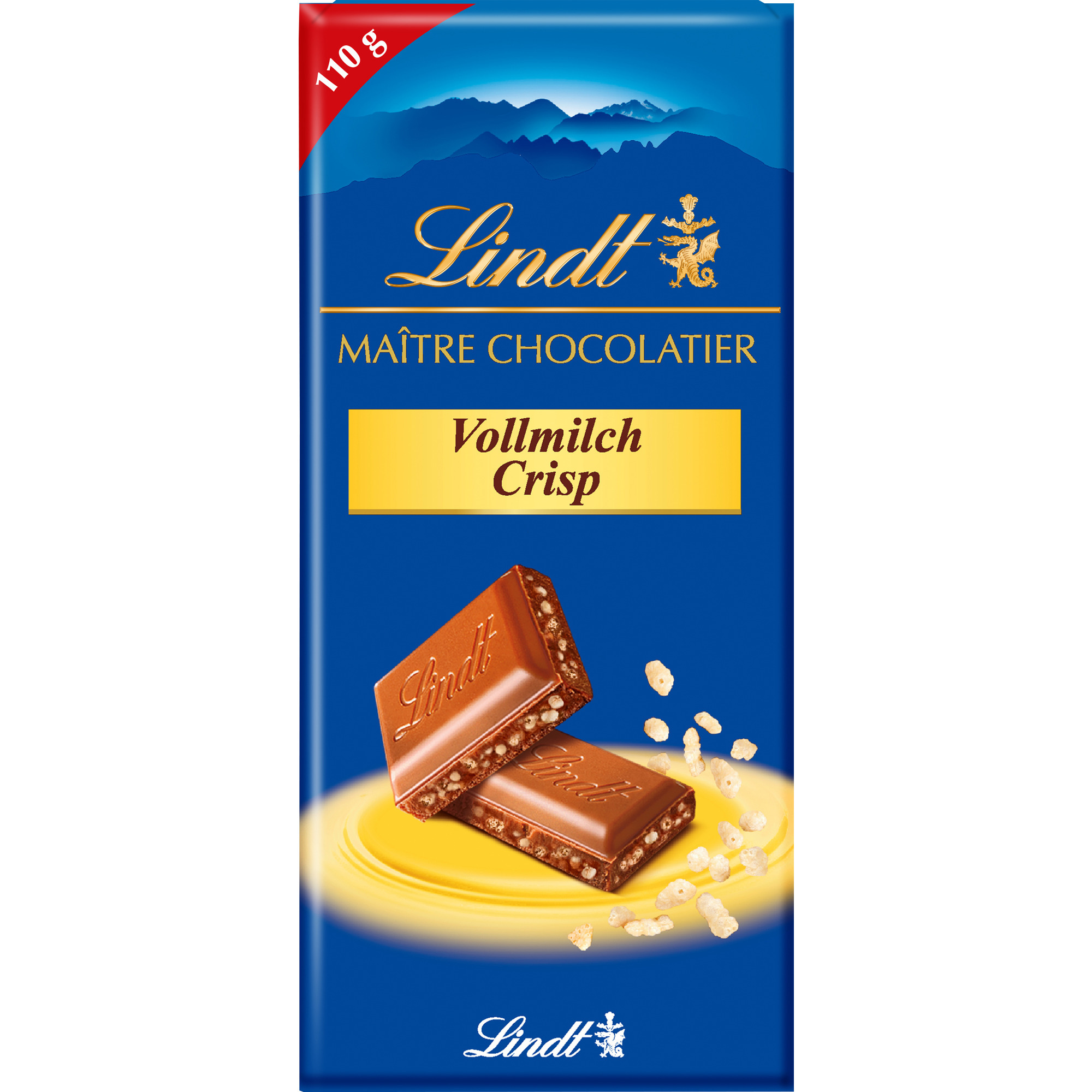 Lindt Maitre Chocolatier 110g, Milch Cri